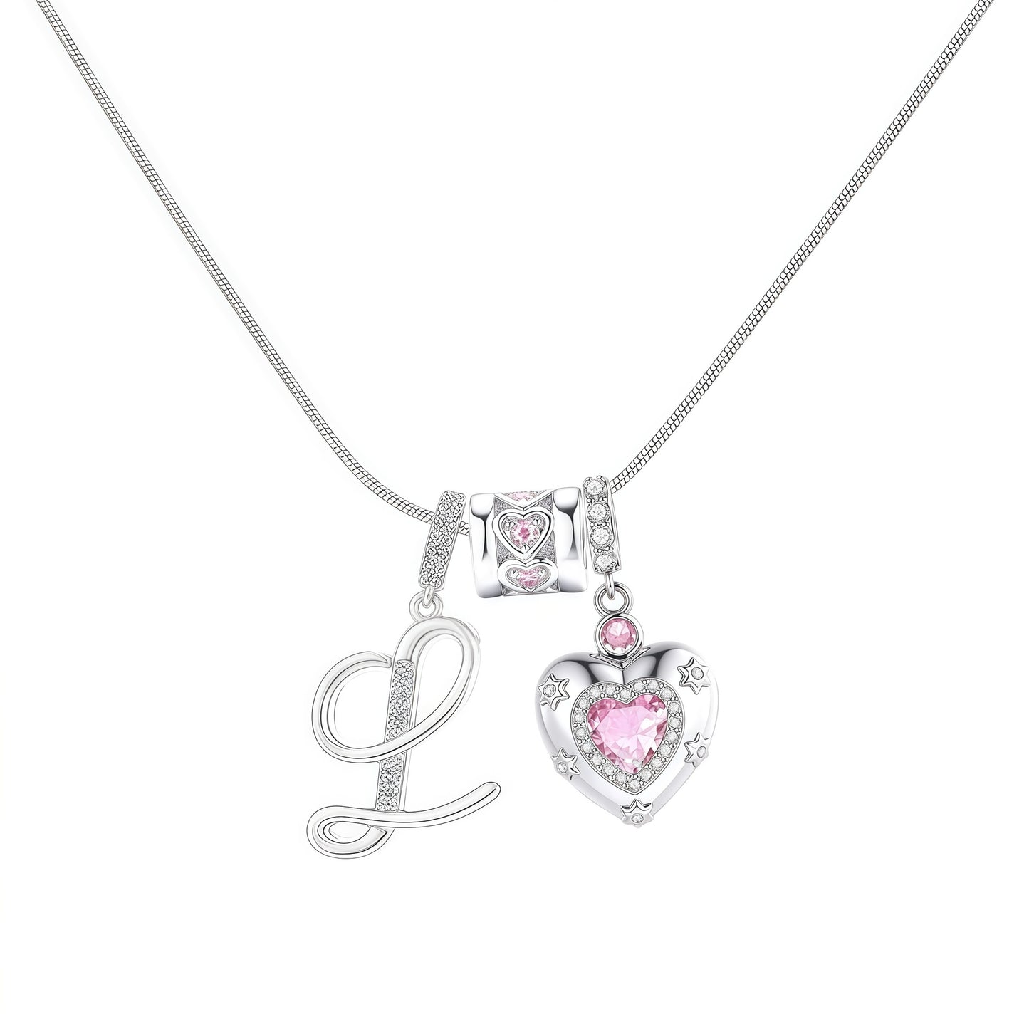 Initial Heart Charm Necklace