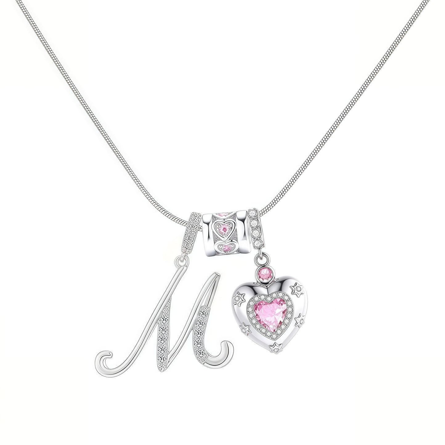 Initial Heart Charm Necklace
