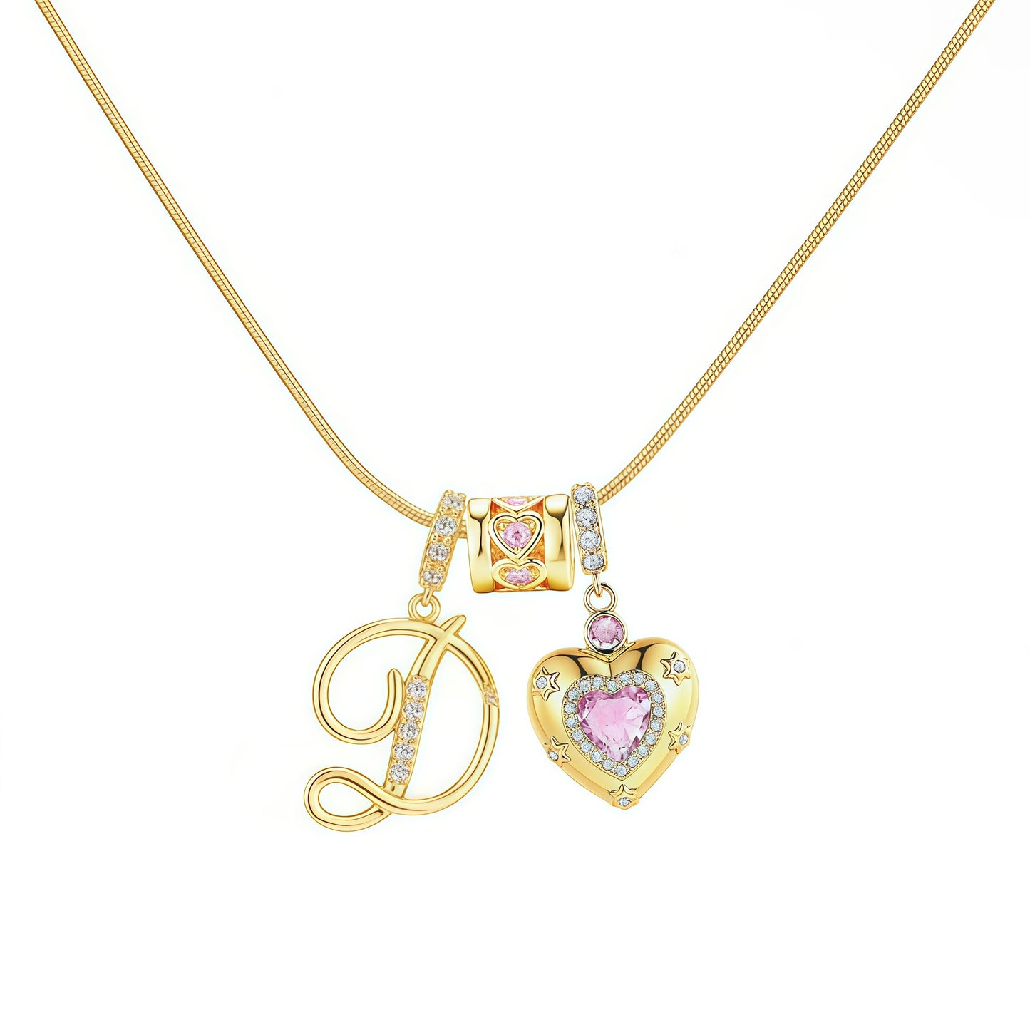 Initial Heart Charm Necklace
