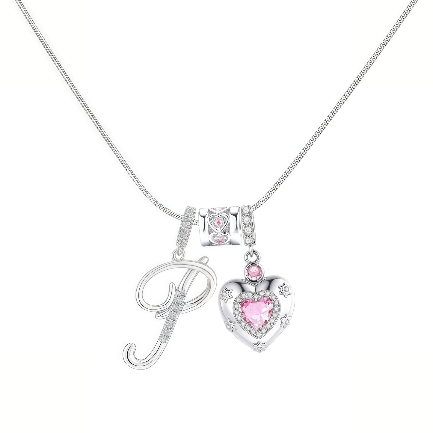 Initial Heart Charm Necklace