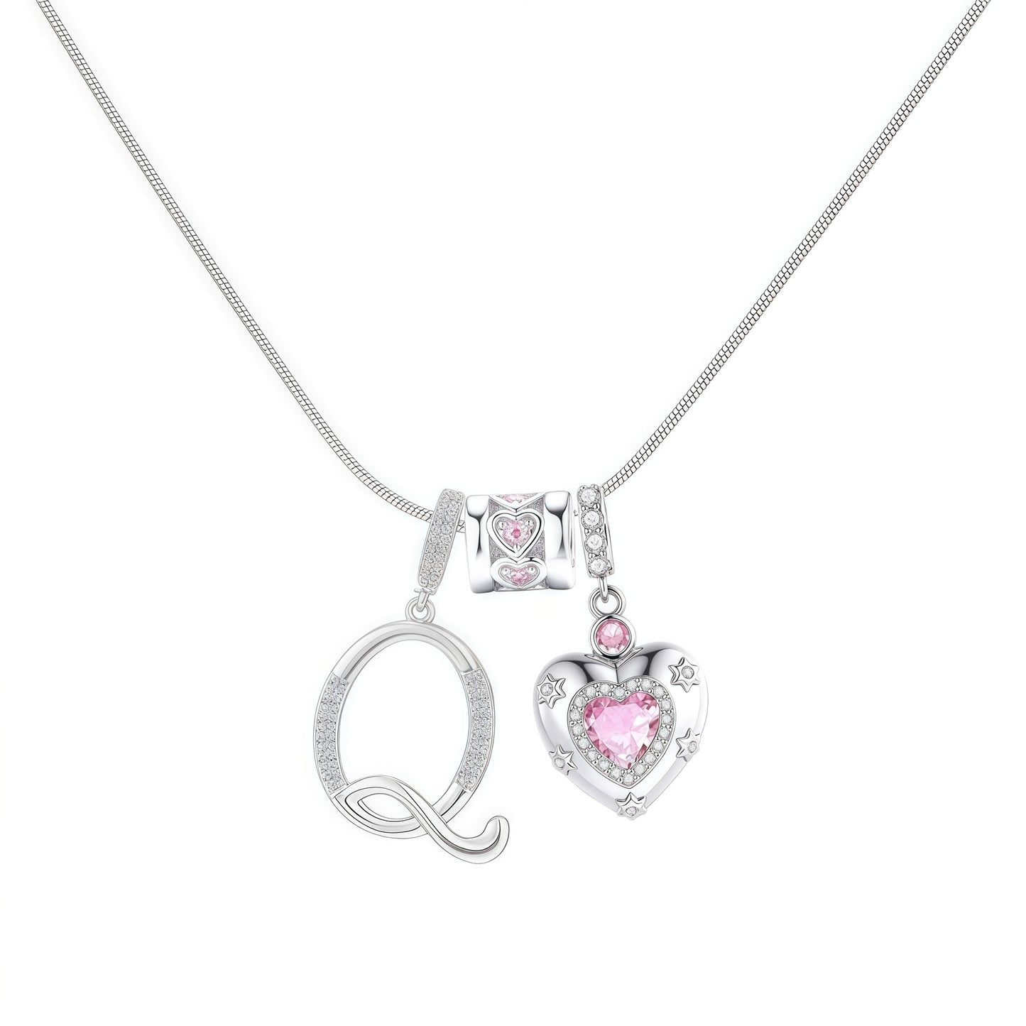 Initial Heart Charm Necklace
