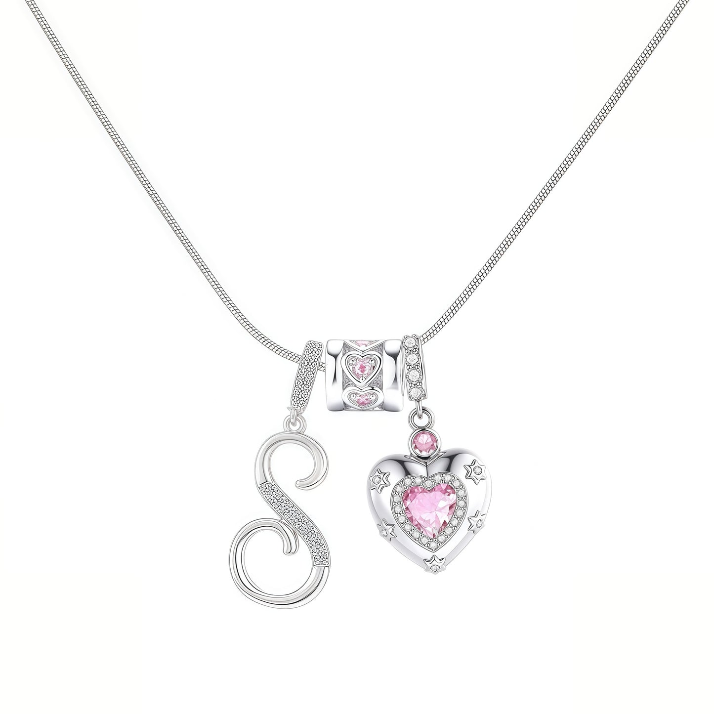 Initial Heart Charm Necklace
