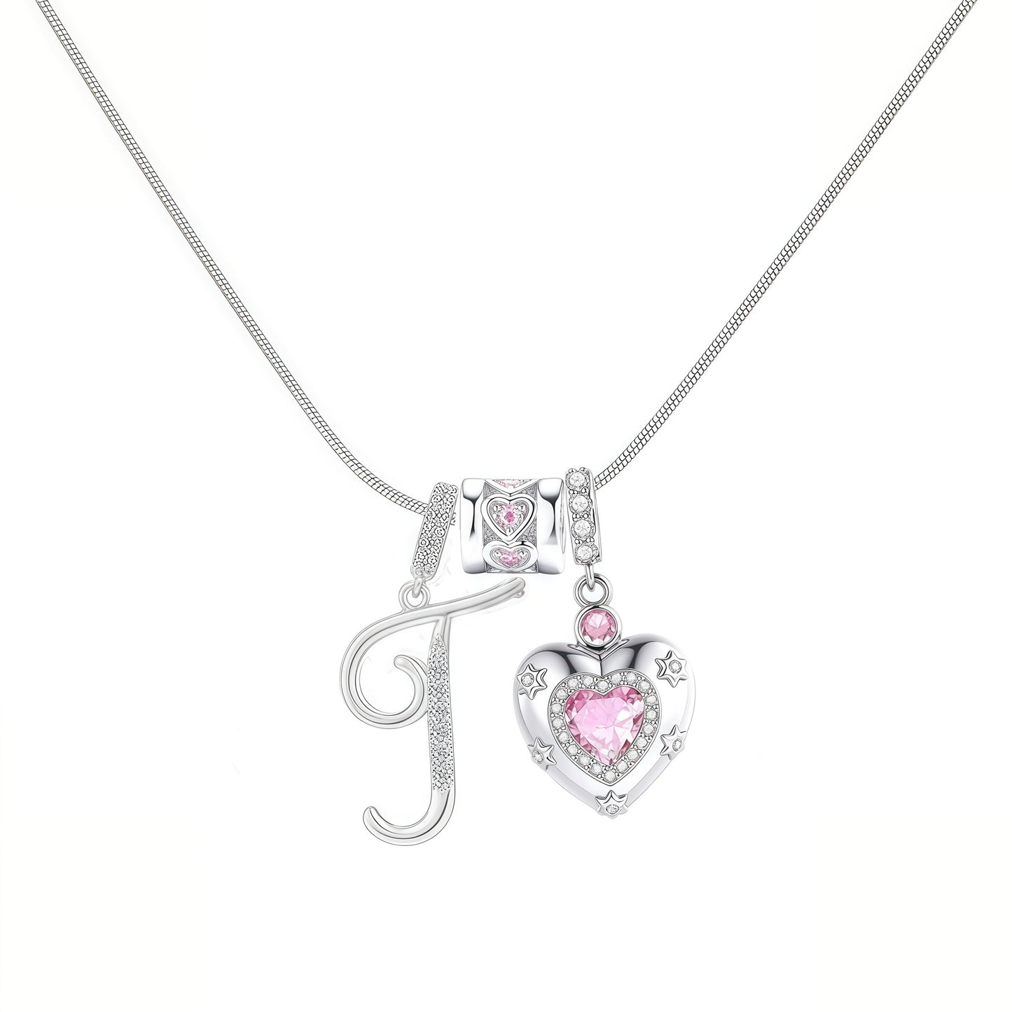Initial Heart Charm Necklace