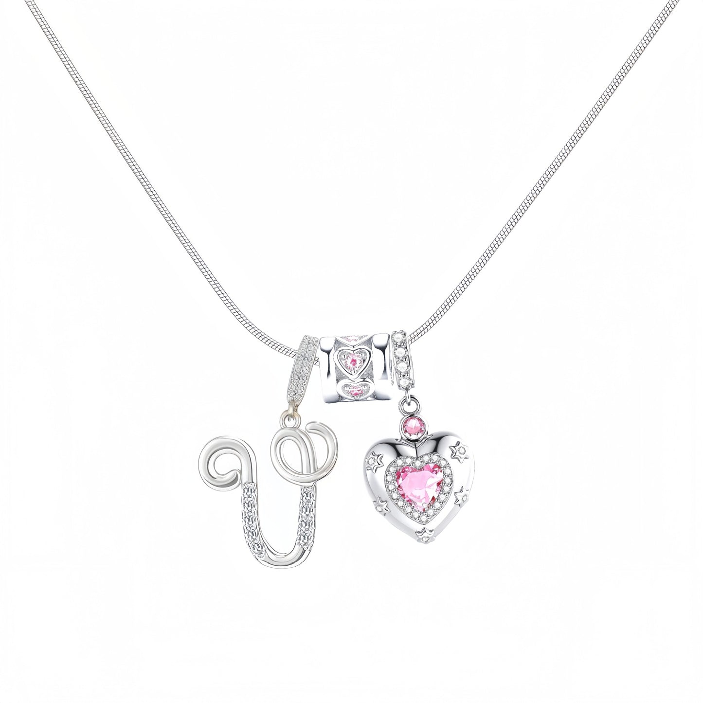 Initial Heart Charm Necklace