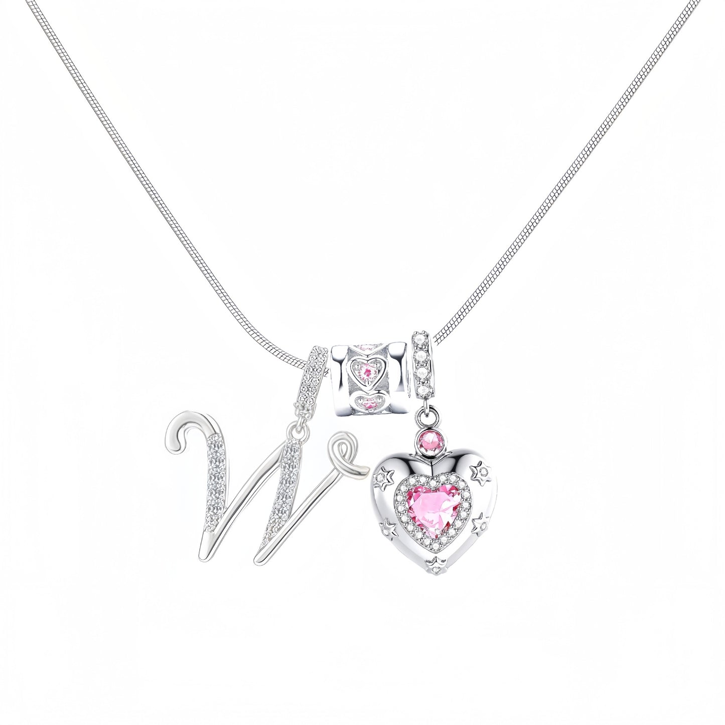 Initial Heart Charm Necklace