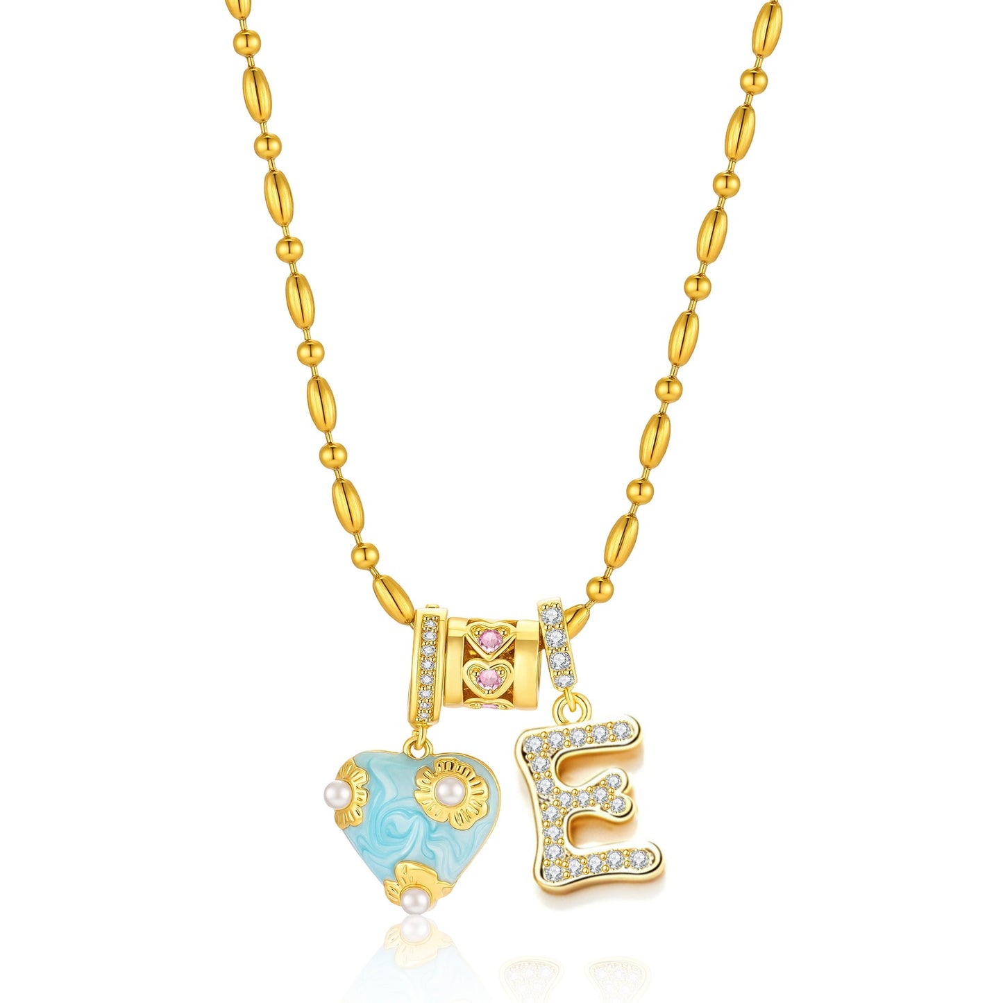 French Heart Initial Necklace
