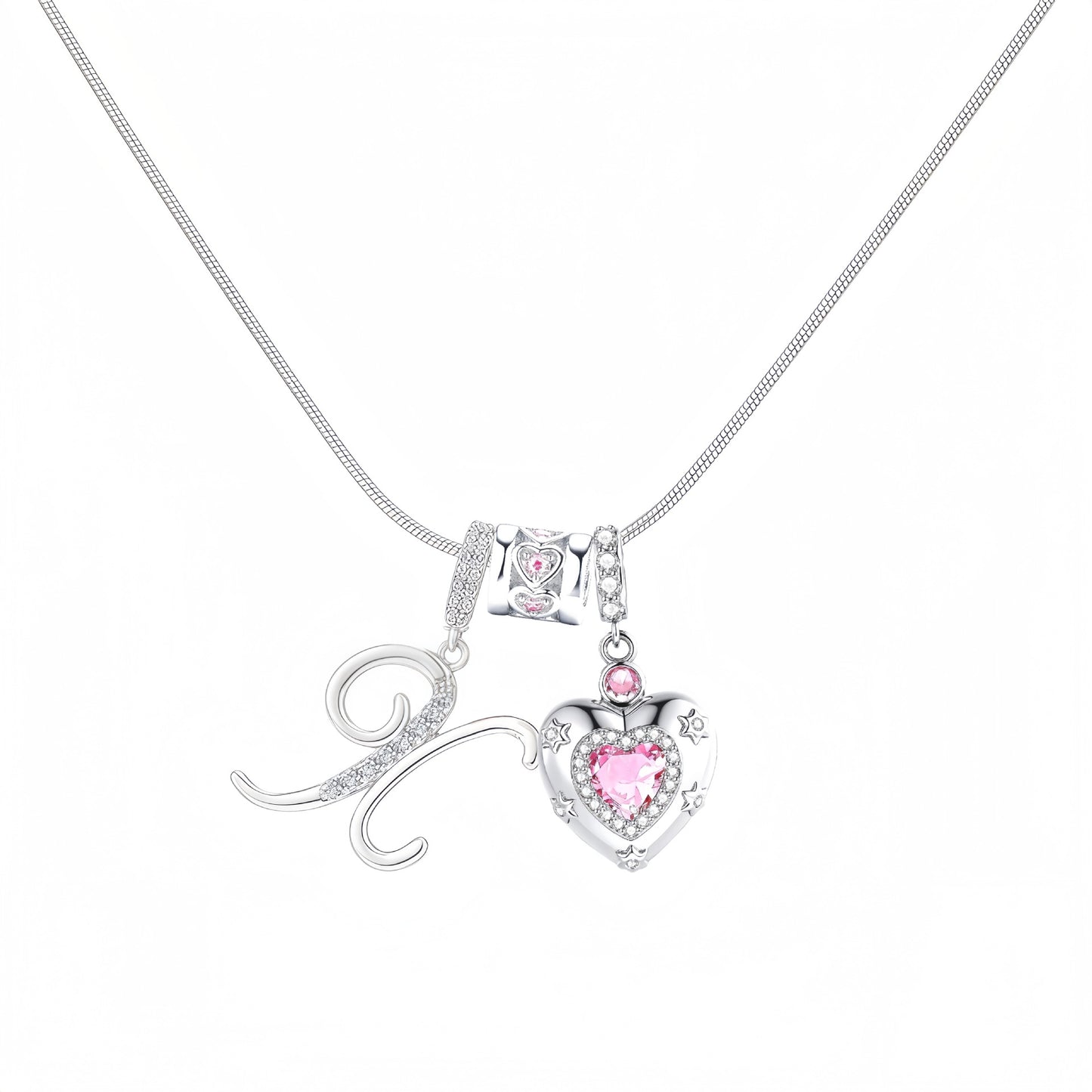 Initial Heart Charm Necklace