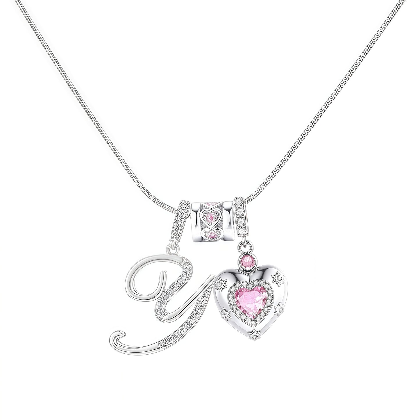 Initial Heart Charm Necklace
