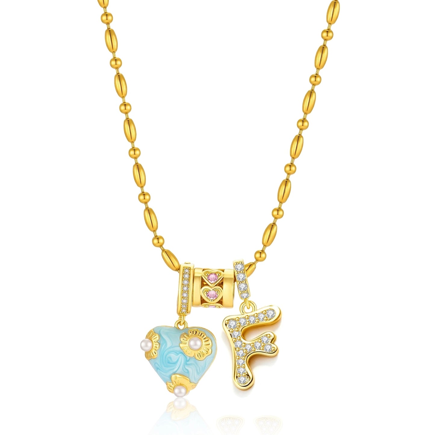 French Heart Initial Necklace
