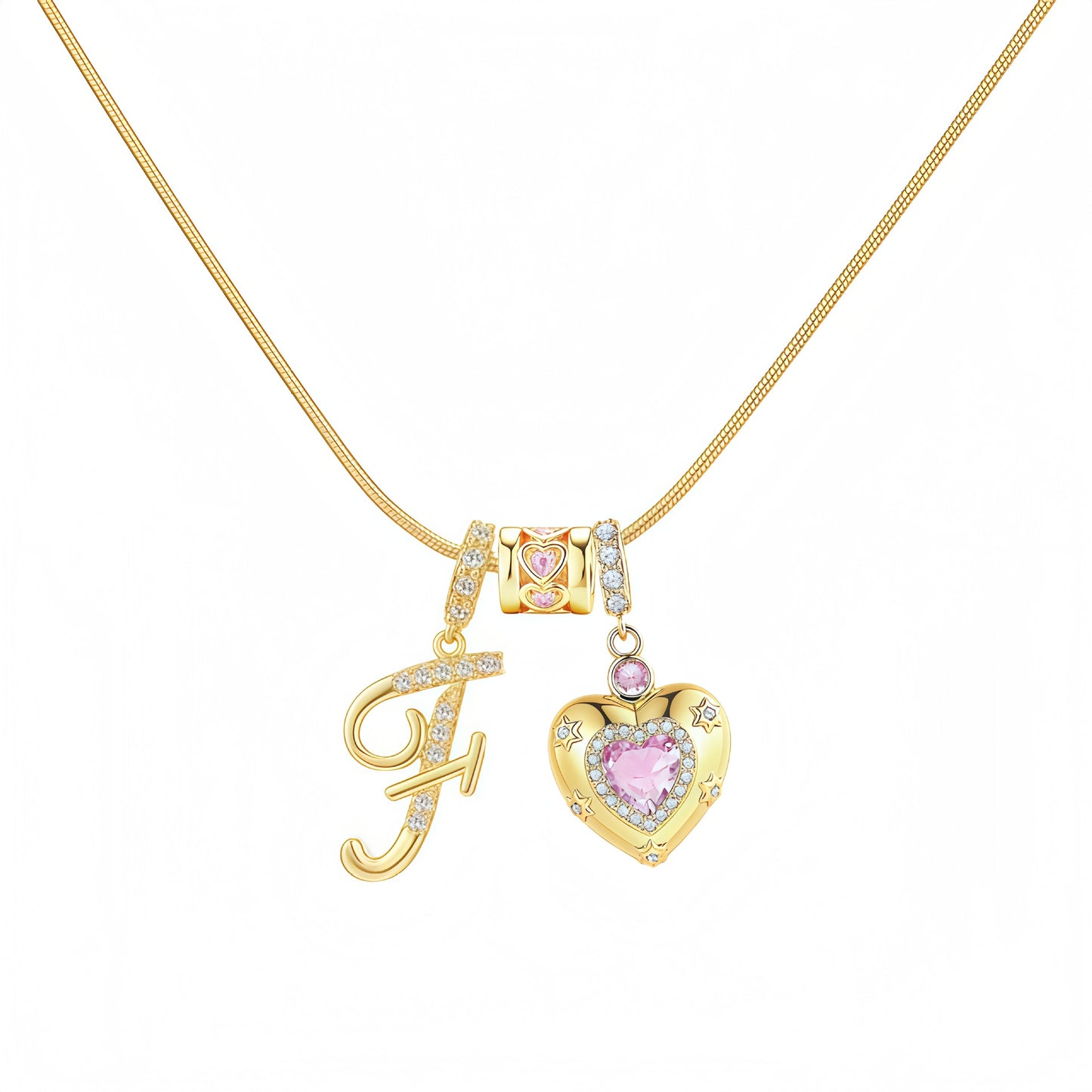 Initial Heart Charm Necklace