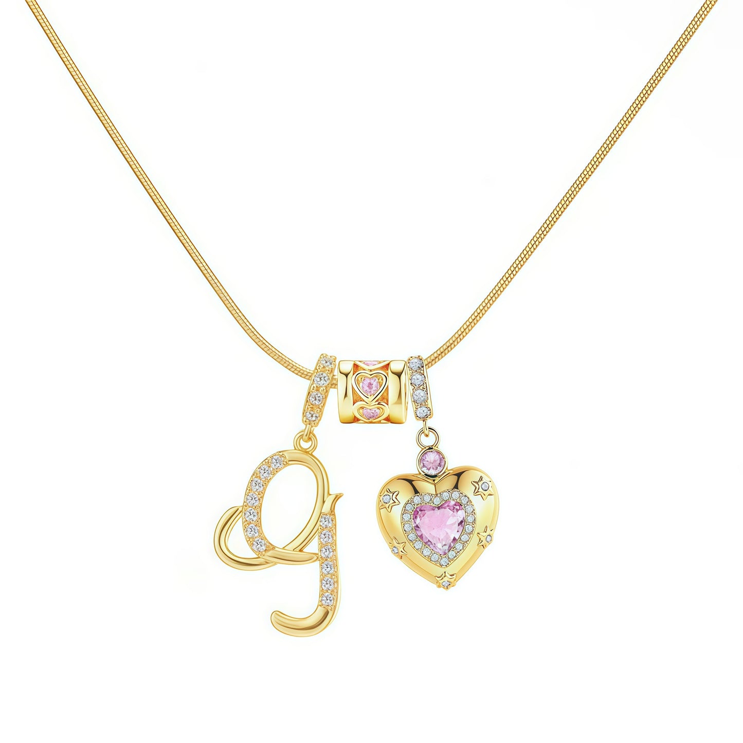 Initial Heart Charm Necklace