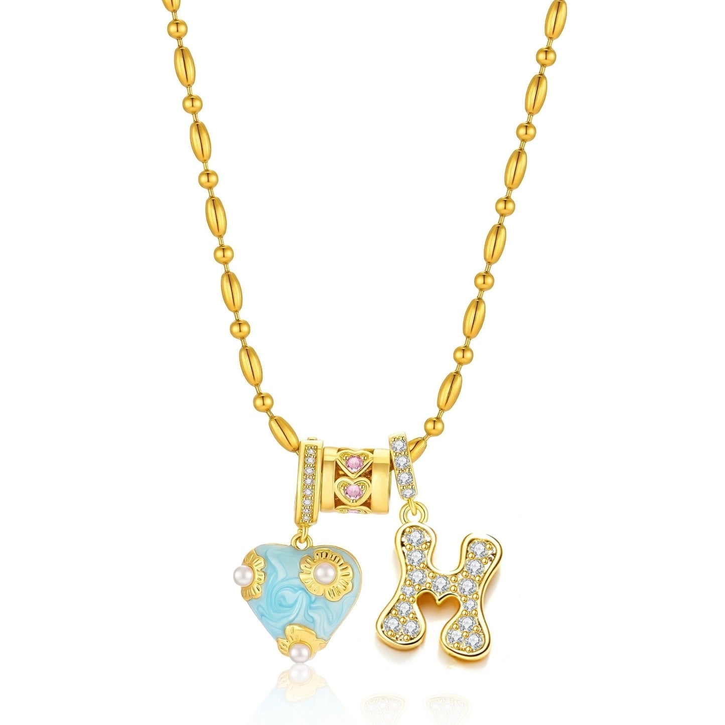French Heart Initial Necklace