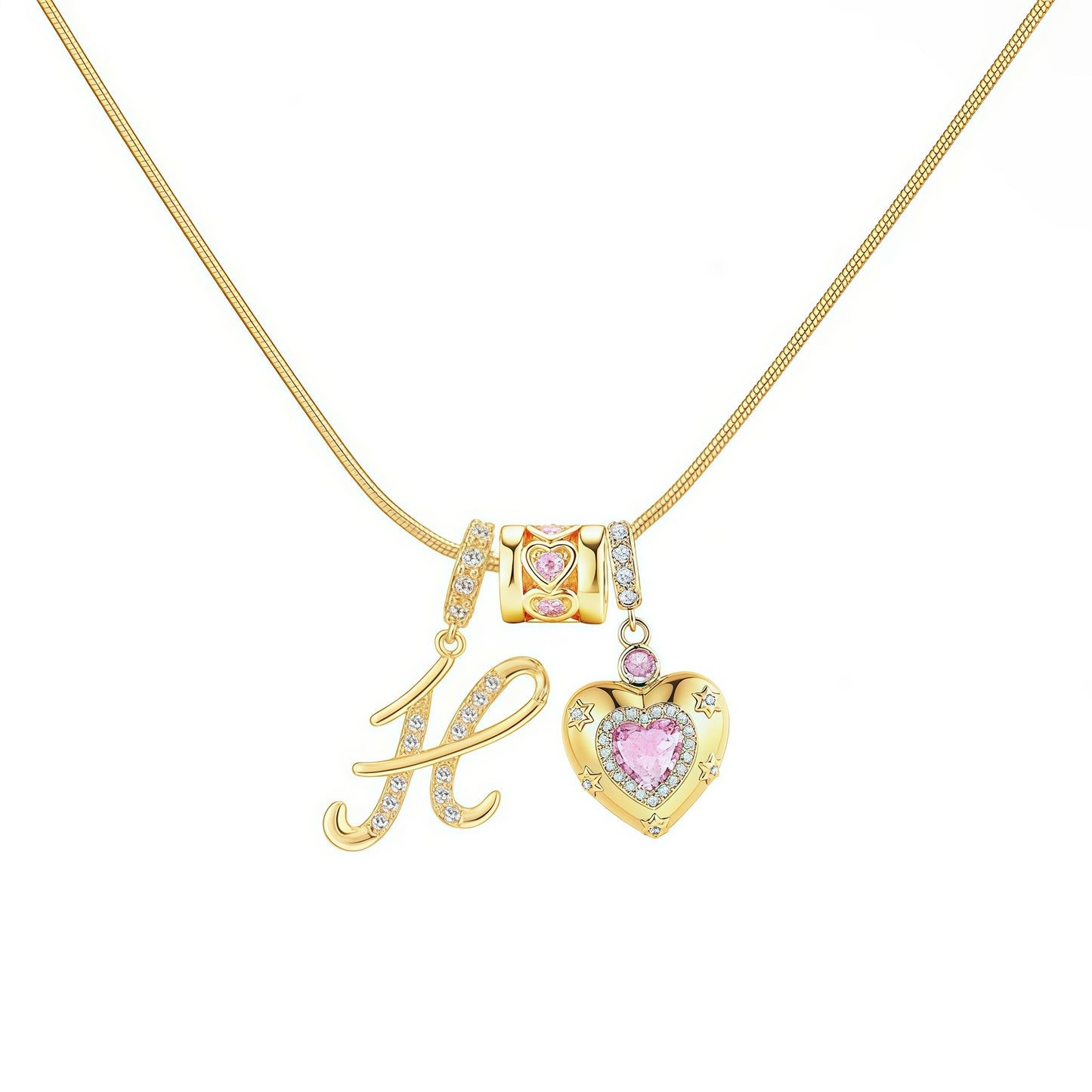 Initial Heart Charm Necklace