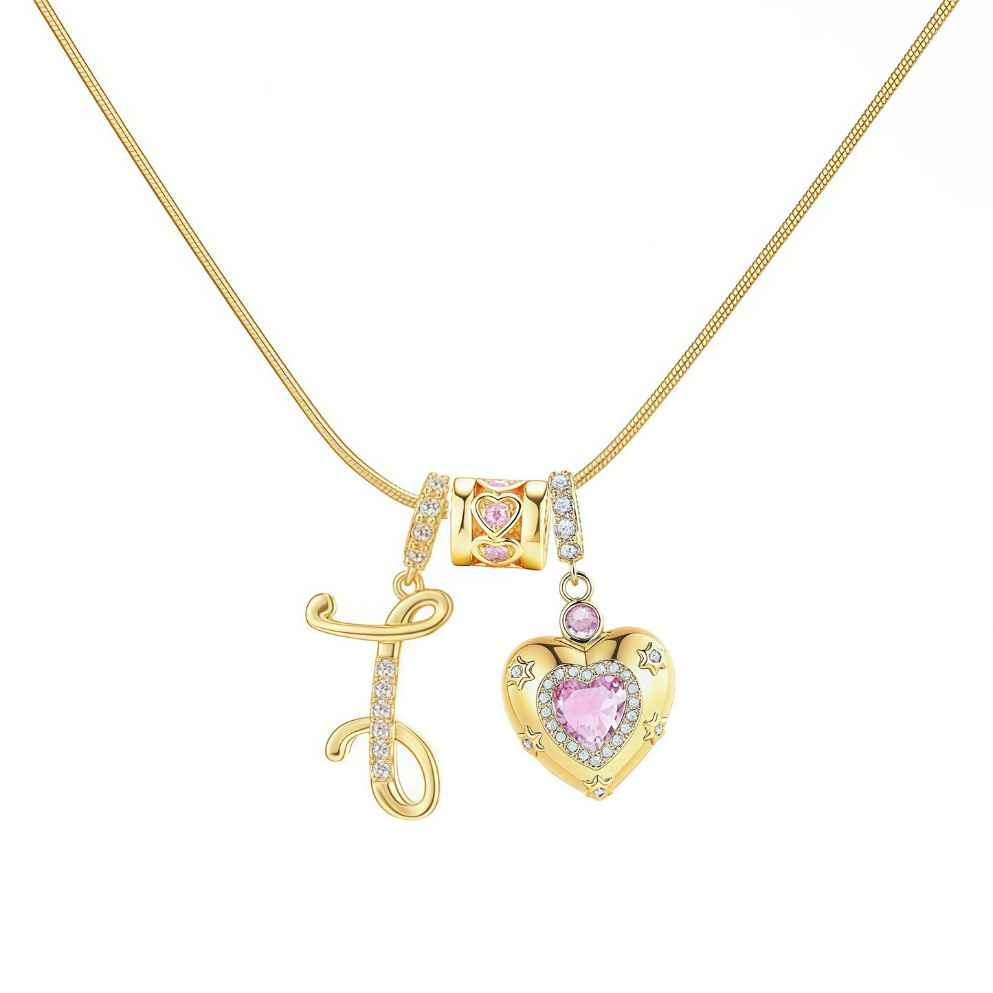 Initial Heart Charm Necklace